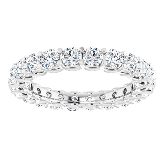 14K Yellow Or White Gold Or Platinum Round Si2-Si3, G-H Polished Natural Diamond Eternity Band