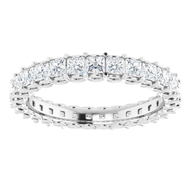 14K Yellow Or White Gold Square Si2-Si3, G-H Polished Natural Diamond Eternity Band, Size 6
