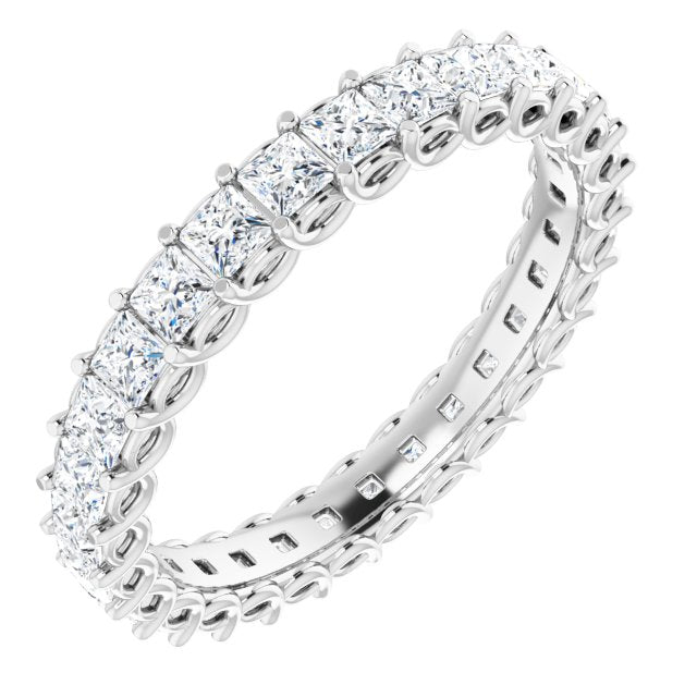 14K Yellow Or White Gold Square Si2-Si3, G-H Polished Natural Diamond Eternity Band, Size 6