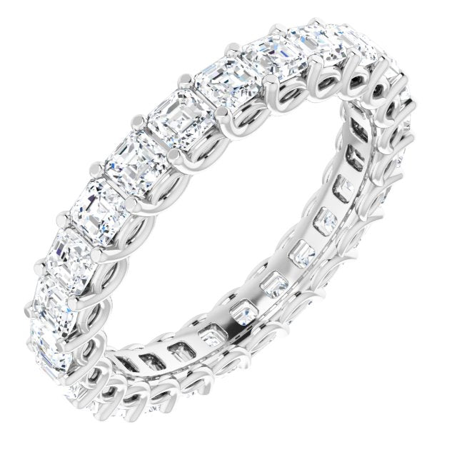 14K White Gold Asscher 2.6 X 2.6 Mm Vs, Ghi Polished 2 1/2 Ctw Natural Diamond Eternity Band, Size 7