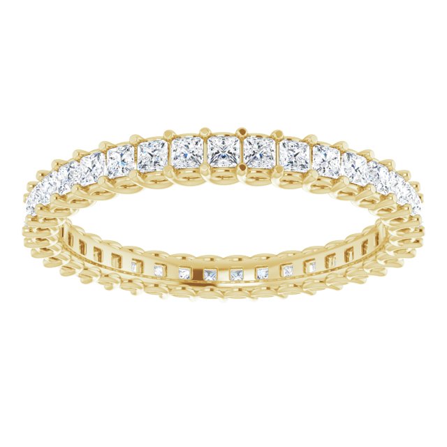 14K Yellow Or White Gold Square Si2-Si3, G-H Polished Natural Diamond Eternity Band, Size 6