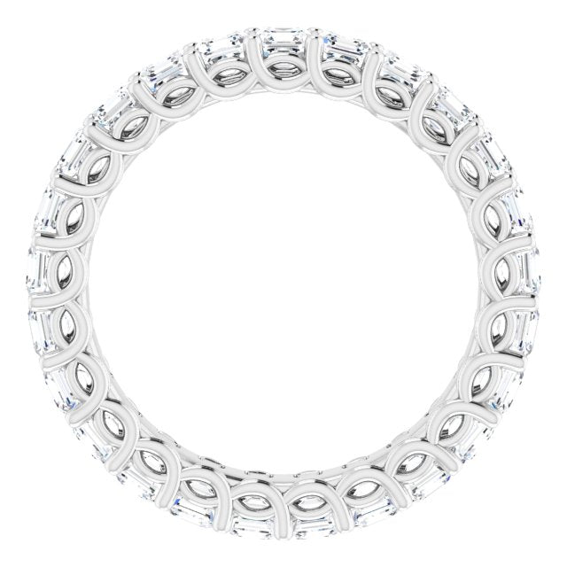 14K White Gold Asscher 2.6 X 2.6 Mm Vs, Ghi Polished 2 1/2 Ctw Natural Diamond Eternity Band, Size 7