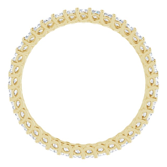 14K Yellow Or White Gold Square Si2-Si3, G-H Polished Natural Diamond Eternity Band, Size 6