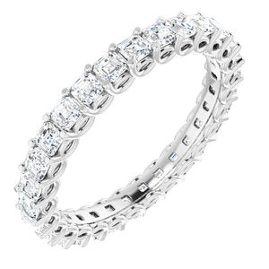 14K White Gold Asscher 2 X 2 Mm Ghi Vs 1 1/2 Ctw Natural Diamond Eternity Band Size 6