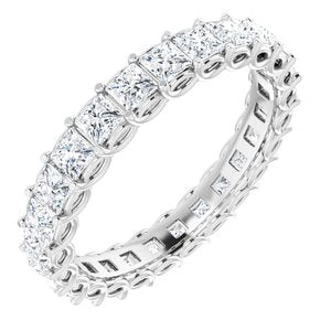 14K White Gold Square 2.5 X 2.5 Mm G-H Si2-Si3 2 1/3 Ctw Natural Diamond Eternity Band Size 7