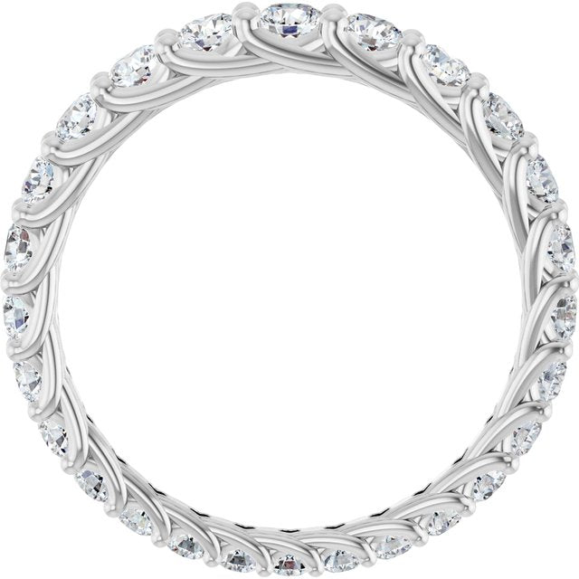 14K White Gold Round Si2-Si3, G-H Polished 1 1/3 Ctw Natural Diamond Graduated Eternity Band, Size 7