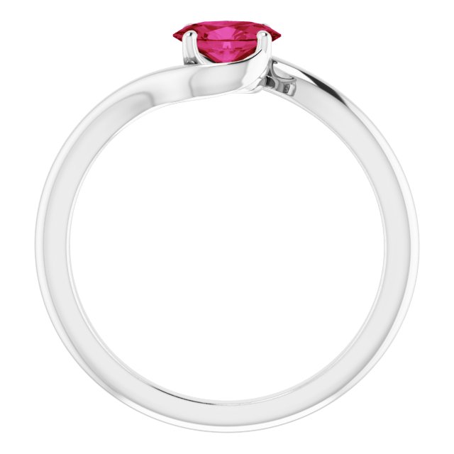 14K White Gold Oval 6 X 4 Mm Polished Lab-Grown Ruby Ring, Size 7
