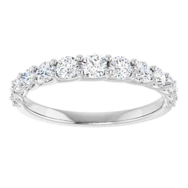 14K White Gold Round 3 Mm Polished 3/4 Ctw Natural Diamond Anniversary Band, Size 7