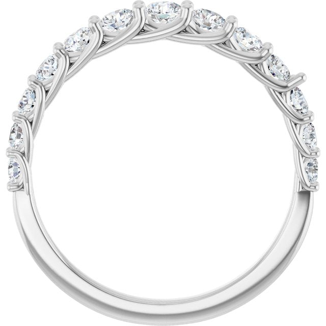 14K White Gold Round 3 Mm Polished 3/4 Ctw Natural Diamond Anniversary Band, Size 7