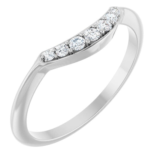 14K White Gold Round 2.2 Mm Polished 1/6 Ctw Lab Grown Diamond Contour Band, Size 7