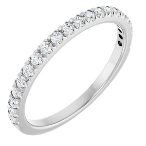 14K White Gold Round 1.5 Mm Polished 1/4 Ctw Lab-Grown Diamond French-Set Anniversary Band Size 7