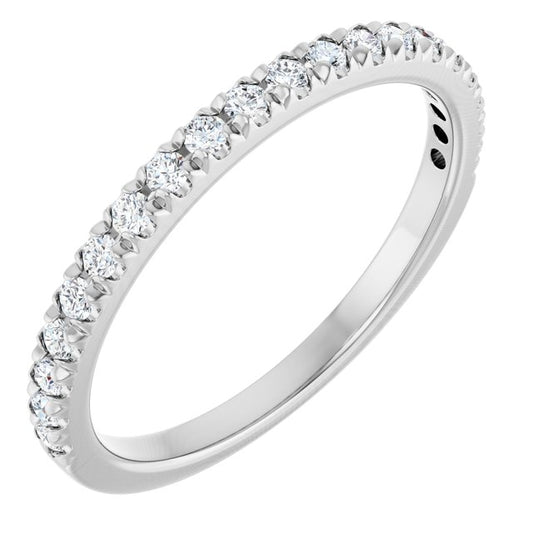 14K Yellow Or White Or Rose Gold Or Platinum Round Polished Natural Diamond French-Set Anniversary Band, Size 7