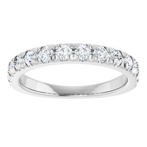 14K White Gold Round 2.5 Mm Polished 3/4 Ctw Lab-Grown Diamond French-Set Anniversary Band Size 7