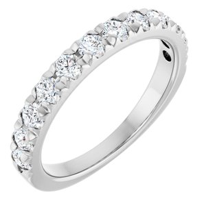 14K White Gold Round 2.5 Mm Polished 3/4 Ctw Lab-Grown Diamond French-Set Anniversary Band Size 7