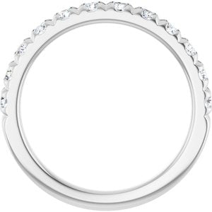 14K White Gold Round 2.5 Mm Polished 3/4 Ctw Lab-Grown Diamond French-Set Anniversary Band Size 7