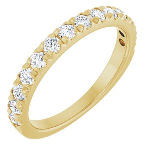14K Yellow Gold Round 2.25 Mm Polished 5/8 Ctw Lab-Grown Diamond French-Set Anniversary Band Size 7