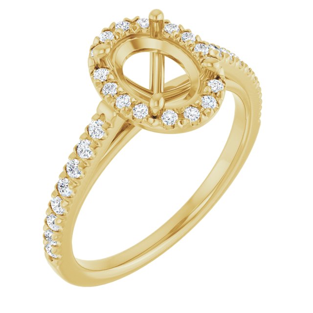 14K White Or Yellow Gold Or Platinum Oval 8 X 6 Mm Polished 1/4 Ctw Lab-Grown Diamond Semi-Set Engagement Ring, Size 7
