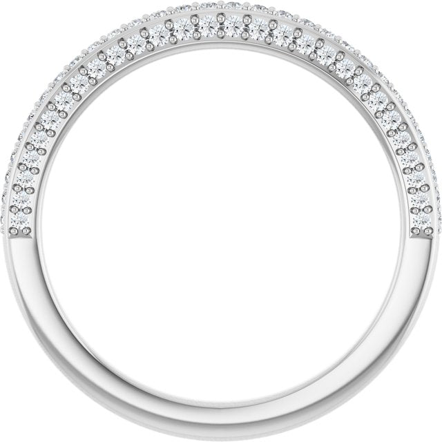 14K White Gold Round 1 Mm Polished 1/3 Ctw Natural Diamond Anniversary Band, Size 7