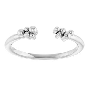 14K White Gold Polished Stackable Beaded Negative Space Ring Size 7