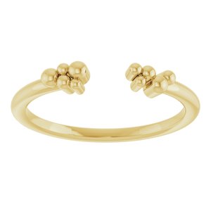 14K Yellow Gold Polished Stackable Beaded Negative Space Ring Size 7