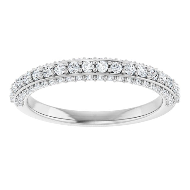 14K White Gold Round 1.5 Mm Polished 1/2 Ctw Natural Diamond Anniversary Band, Size 7