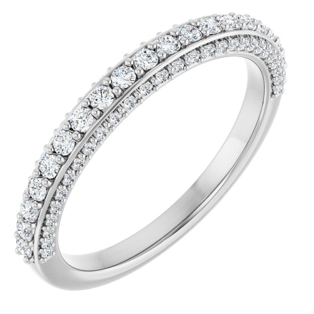 14K White Gold Round 1.5 Mm Polished 1/2 Ctw Natural Diamond Anniversary Band, Size 7