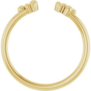 14K Yellow Gold Polished Stackable Beaded Negative Space Ring Size 7