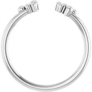 14K White Gold Polished Stackable Beaded Negative Space Ring Size 7