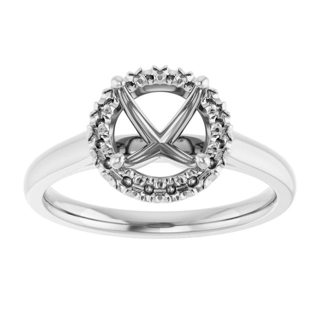 14K White Or Yellow Gold Round 7.4 Mm Polished 1/8 Ctw Lab-Grown Diamond Semi-Set Engagement Ring, Size 7