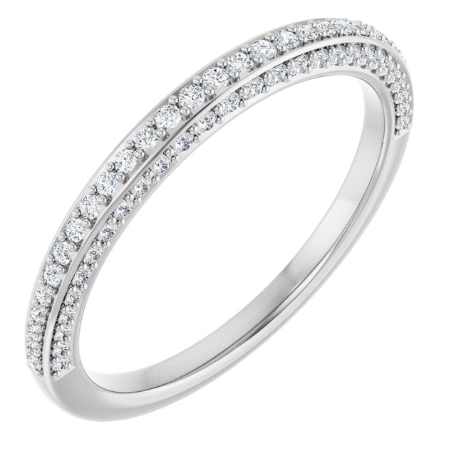 14K White Gold Round 1 Mm Polished 1/3 Ctw Natural Diamond Anniversary Band, Size 7