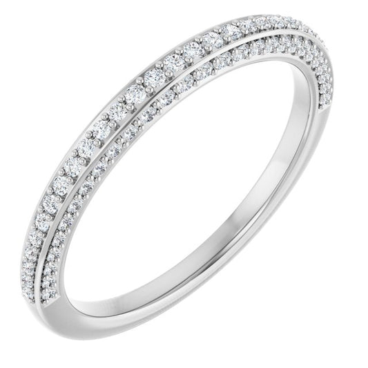 14K White Gold Round 1 Mm Polished 1/3 Ctw Natural Diamond Anniversary Band, Size 7