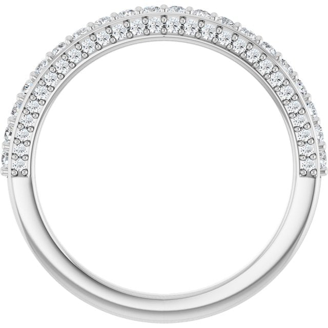 14K White Gold Round 1.5 Mm Polished 1/2 Ctw Natural Diamond Anniversary Band, Size 7