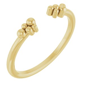 14K Yellow Gold Polished Stackable Beaded Negative Space Ring Size 7