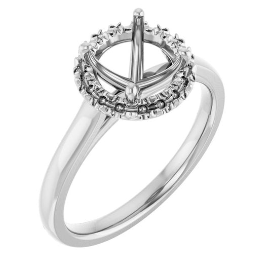 14K White Or Yellow Gold Round 7.4 Mm Polished 1/8 Ctw Lab-Grown Diamond Semi-Set Engagement Ring, Size 7