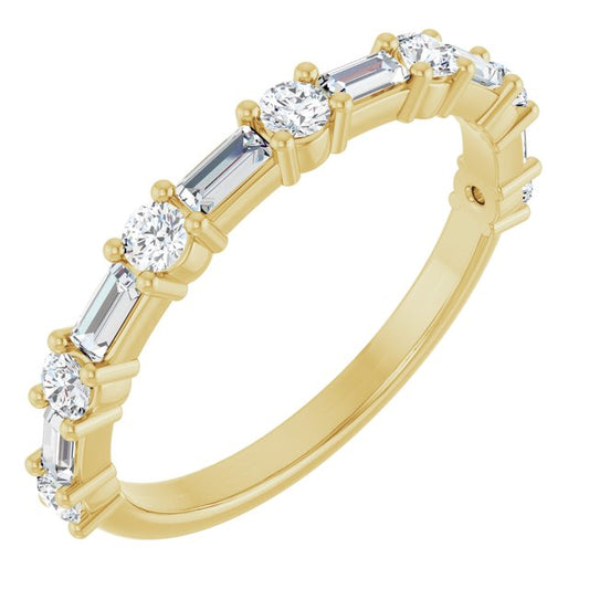 14K Yellow Or White Gold Straight Baguette Polished Lab-Grown Diamond Anniversary Band, Size 7