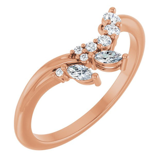 14K Rose Gold Or Platinum Round 2.2 Mm Polished 1/5 Ctw Lab-Grown Diamond Contour Band, Size 7
