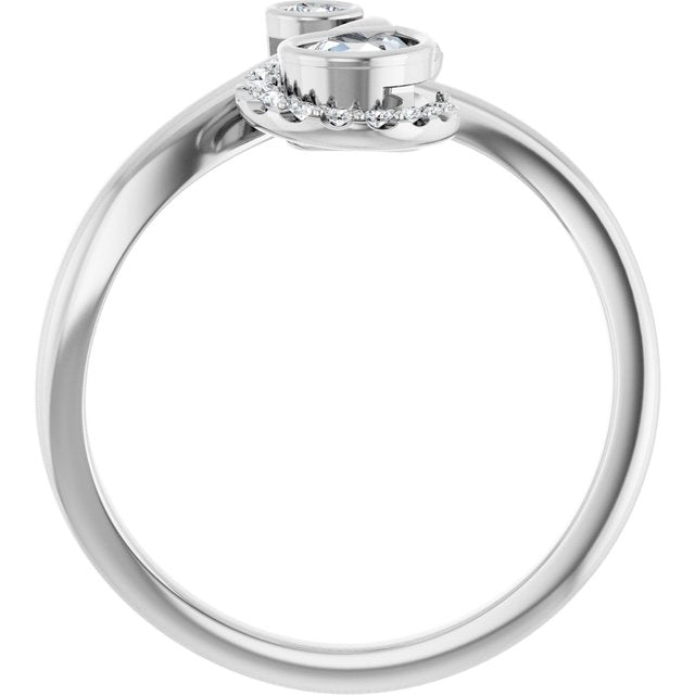 14K White Gold Pear 6 X 4 Mm Polished 1/2 Ctw Natural Diamond Bypass Ring, Size 7