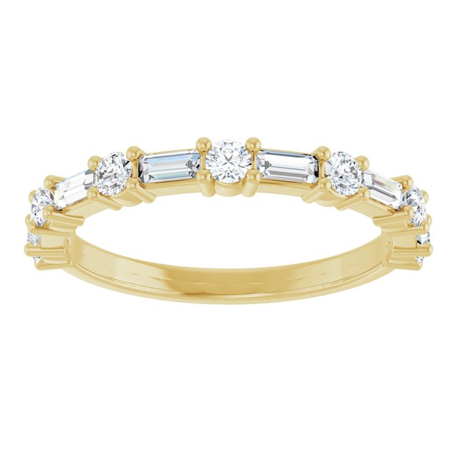 14K Yellow Or White Gold Or Platinum Straight Baguette Polished Natural Diamond Anniversary Band, Size 7