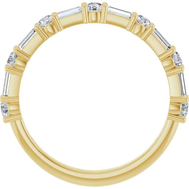 14K Yellow Or White Gold Or Platinum Straight Baguette Polished Natural Diamond Anniversary Band, Size 7