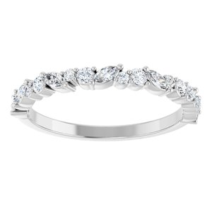 14K White Gold Lab-Grown Diamond Marquise 3 X 1.5 Mm Lab-Grown Diamond Polished 3/8 Ctw Lab-Grown Diamond Anniversary Band Size 7