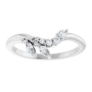 14K White Gold Lab-Grown Diamond Round 2.2 Mm Lab-Grown Diamond Polished 1/5 Ctw Lab-Grown Diamond Contour Band Size 7