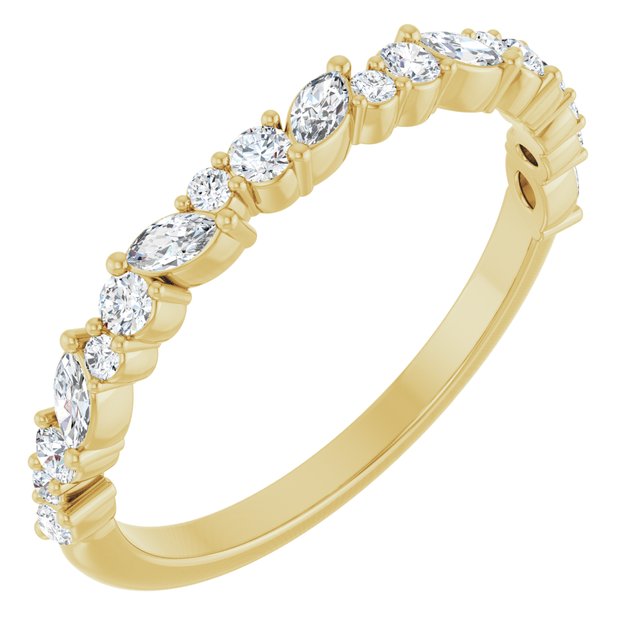 14K White Or Yellow Or Rose Gold Marquise 3 X 1.5 Mm Polished 1/3 Ctw Natural Diamond Anniversary Band, Size 7