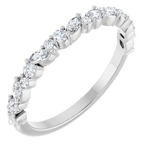 14K White Gold Lab-Grown Diamond Marquise 3 X 1.5 Mm Lab-Grown Diamond Polished 3/8 Ctw Lab-Grown Diamond Anniversary Band Size 7