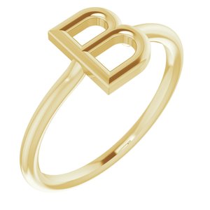 14K Yellow Gold Initial B Ring Size 7