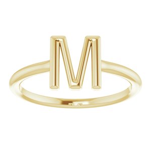 14K Yellow Gold Initial M Ring Size 7