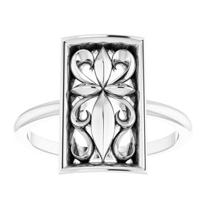 Sterling Silver Polished Vintage-Inspired Cross Ring Size 7