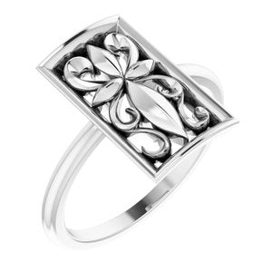 Sterling Silver Polished Vintage-Inspired Cross Ring Size 7
