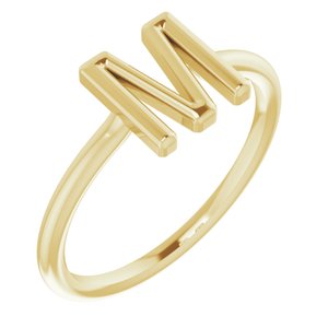 14K Yellow Gold Initial M Ring Size 7