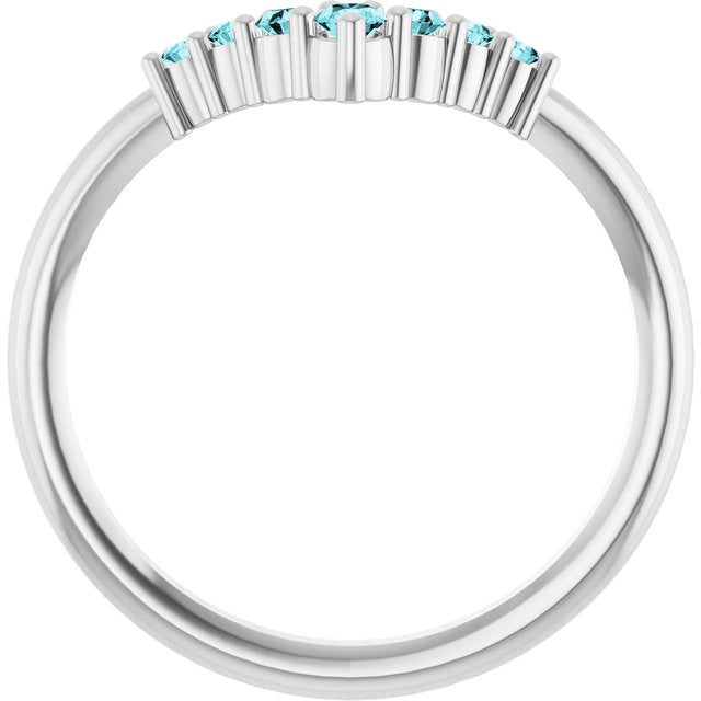 14K White Or Rose Gold Or Sterling Silver Round 2.25 Mm Polished Natural Diamond Graduated V Ring