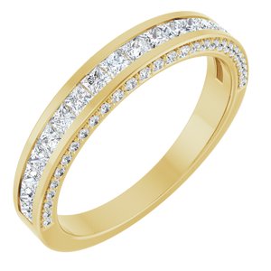14K Yellow Gold Square 1.75 X 1.75 Mm 3/4 Ctw Natural Diamond Anniversary Band Size 7